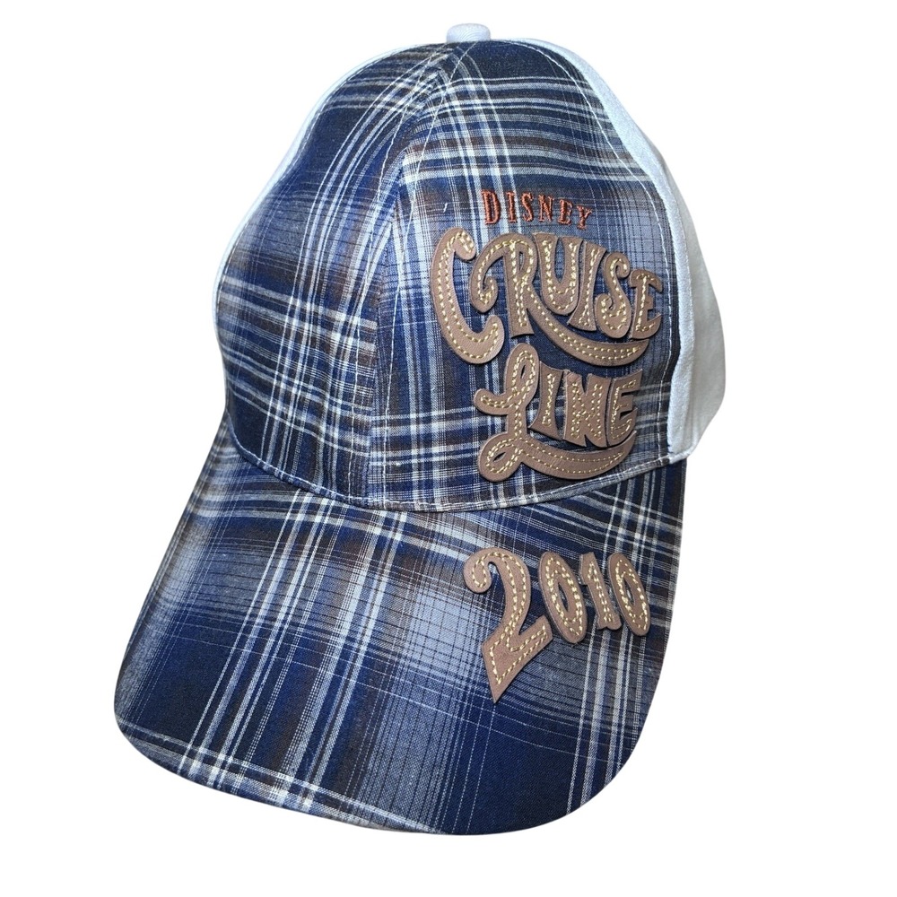 Disney Cruise Line 2010 Mickey Mouse Baseball Cap Blue Plaid Hat Adult OSFM